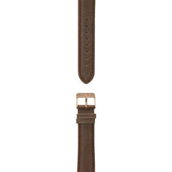 Dark brown leather strap, 20 mm with Norlite logo on rose gold clasp