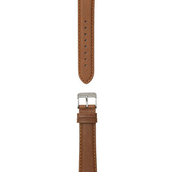 Cognac brown leather strap, 20 mm with Norlite logo on steel clasp