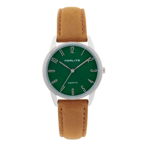 Nordic Women | Green Sunray Dial - Cognac Brown Leather