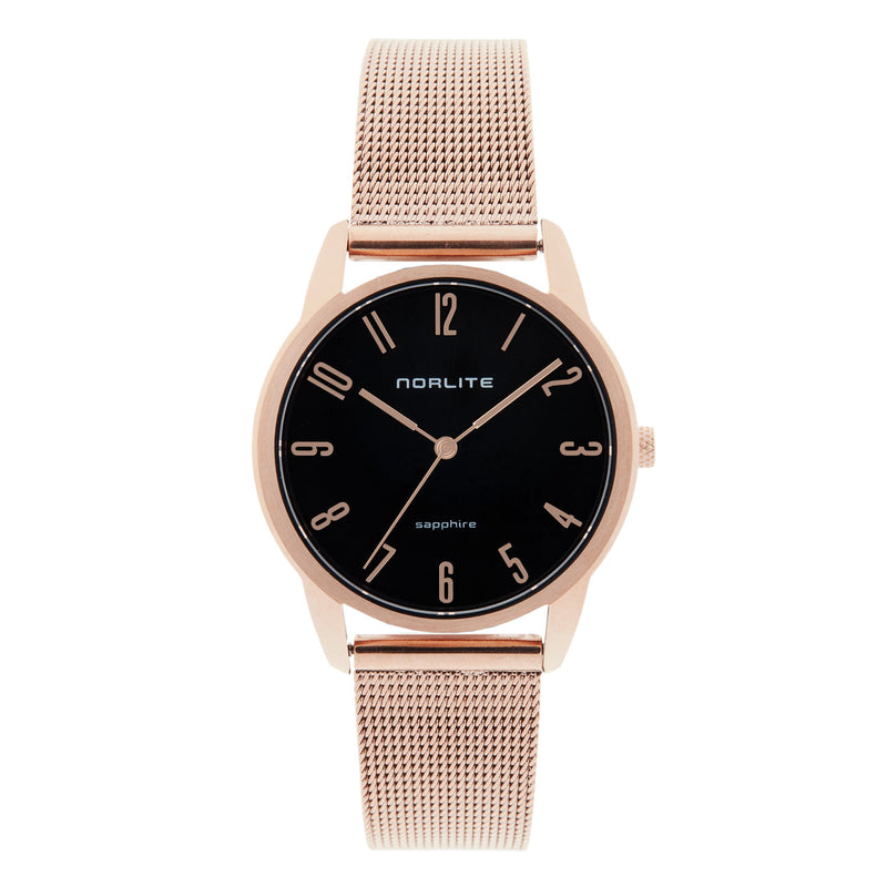 Norlite women’s watch in rose gold and with mesh band